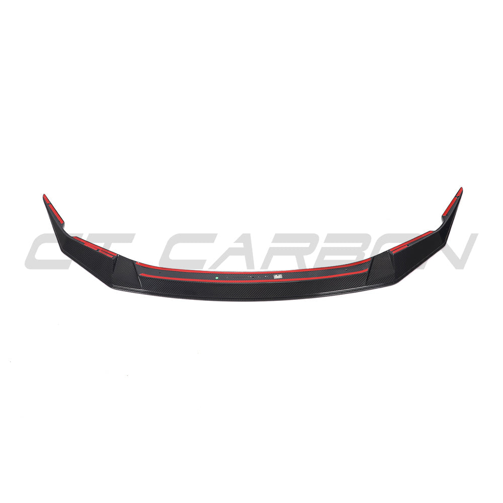 BMW F90 M5 and M5C LCI carbon fibre splitter by CT Carbon, showcasing sleek aerodynamic design and high-quality finish.