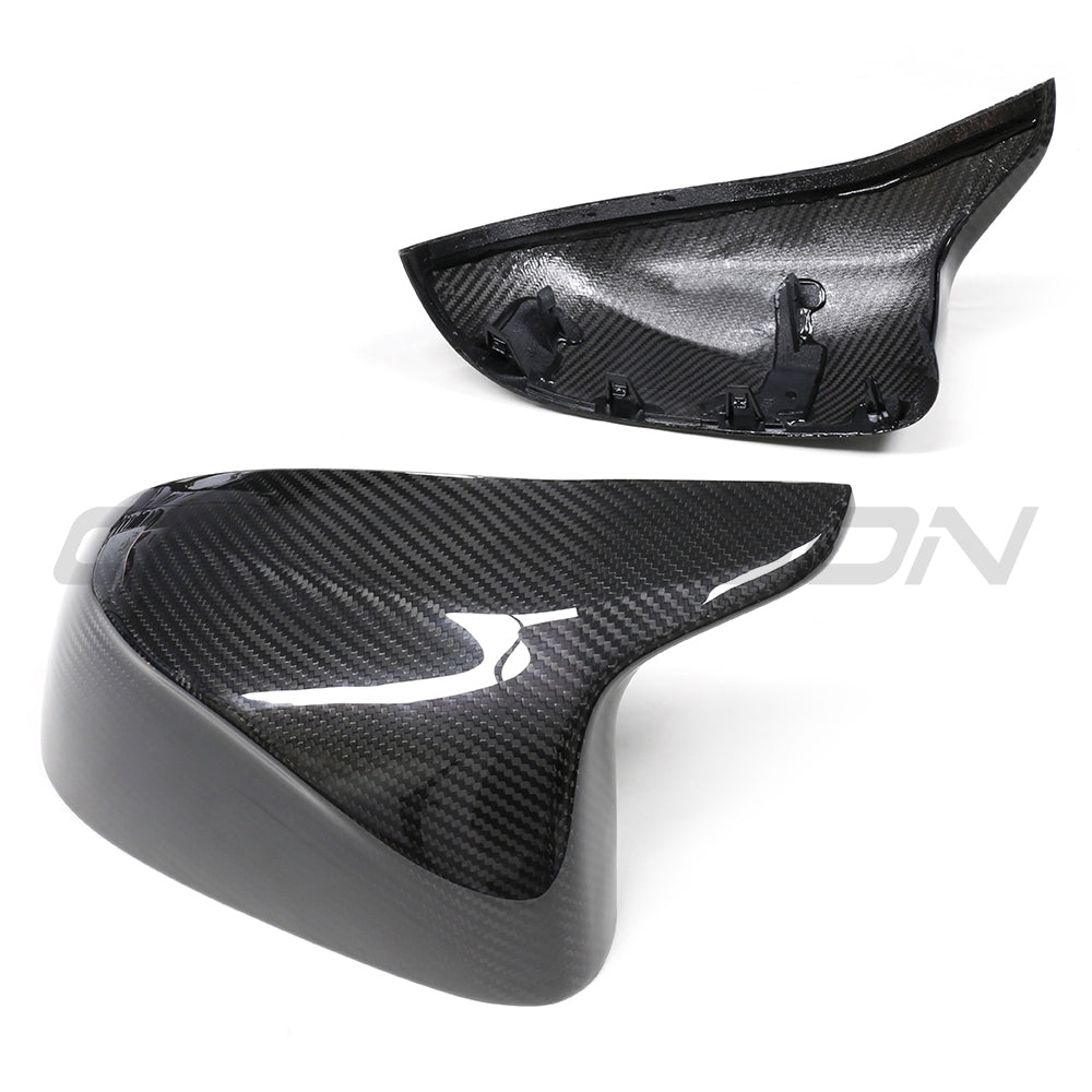 BMW F97 X3M, F98 X4M, F95 X5M, F96 X6M 2019+ Pre-Preg Carbon Fibre Mirrors by CT Carbon, showing sleek mirror covers