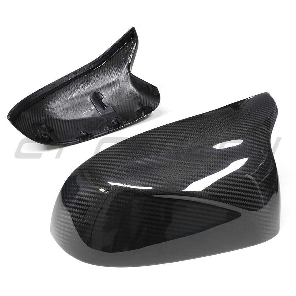 BMW F97 X3M, F98 X4M, F95 X5M & F96 X6M 2019+ CT Carbon pre-preg carbon fiber mirror accessories showing sleek mirror covers.