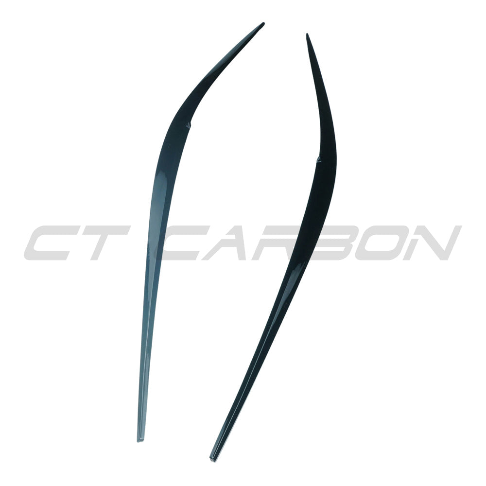 BMW G20 3 Series gloss black headlight eyebrows by CT Carbon, designed for 2018-2022 model with sleek, stylish appearance.
