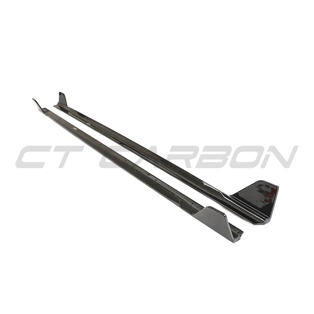BMW G42 2 Series 2022+ full carbon fibre side skirts kit by CT Carbon, showcasing sleek, high-quality carbon fibre finish.