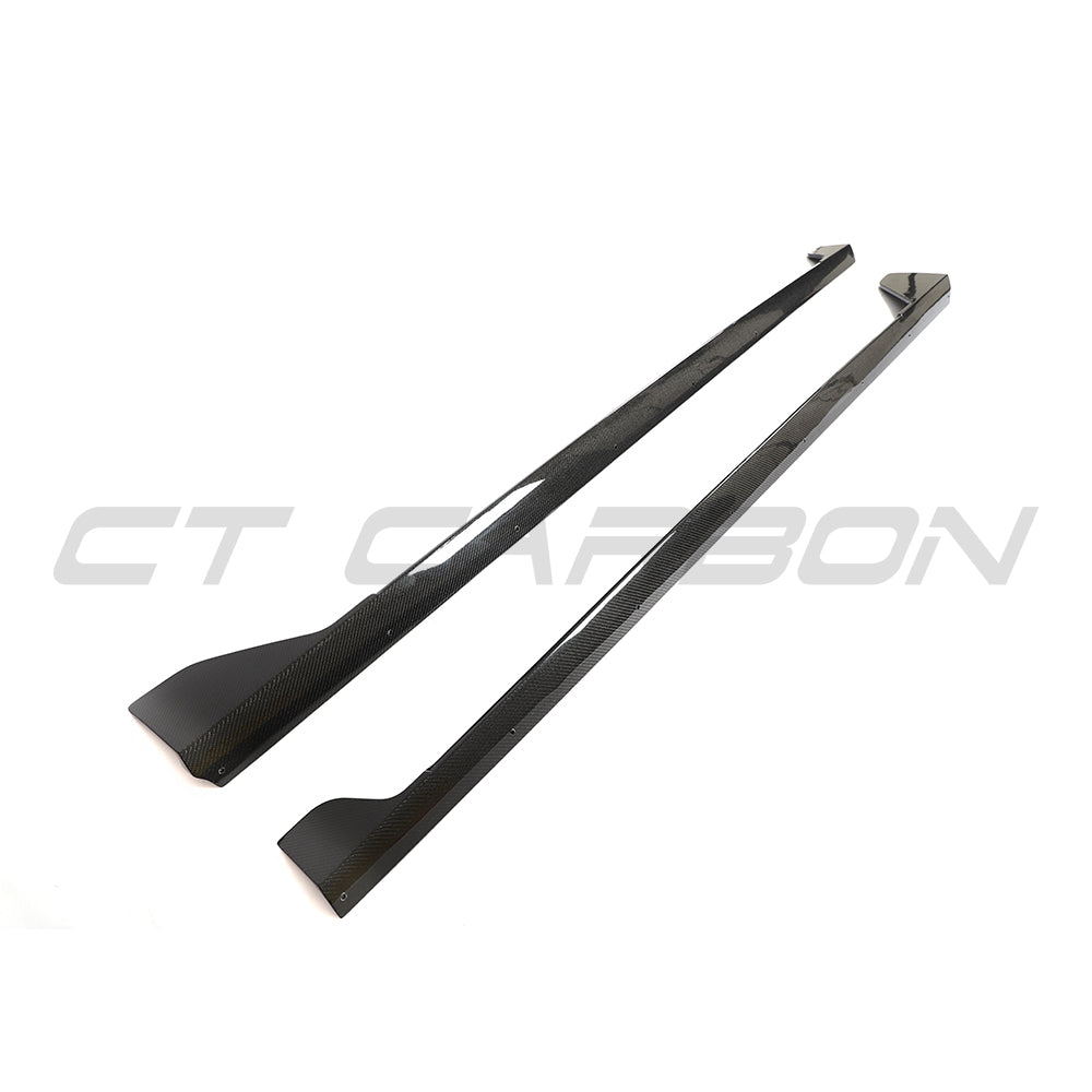 BMW G42 2 Series full carbon fibre side skirts kit by CT Carbon, showing sleek, lightweight carbon fibre side panel extensions.
