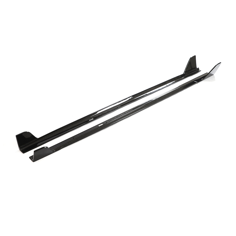 BMW G42 2 Series 2022+ full carbon fiber kit by CT Carbon, including side skirts with a sleek carbon fiber finish.