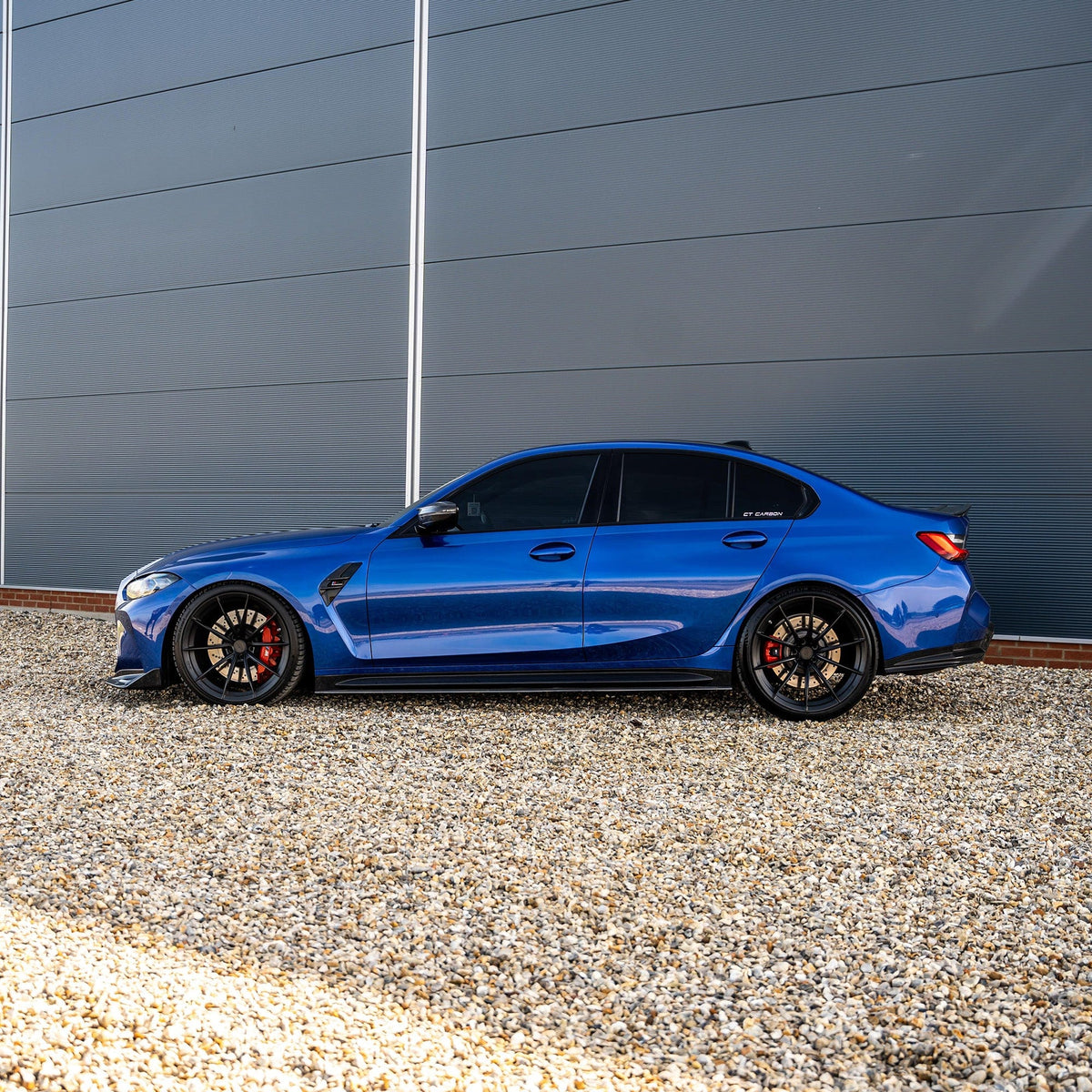 BMW G80 M3 full carbon fibre kit by CT Design, showcasing lightweight carbon fiber components on the car's exterior.