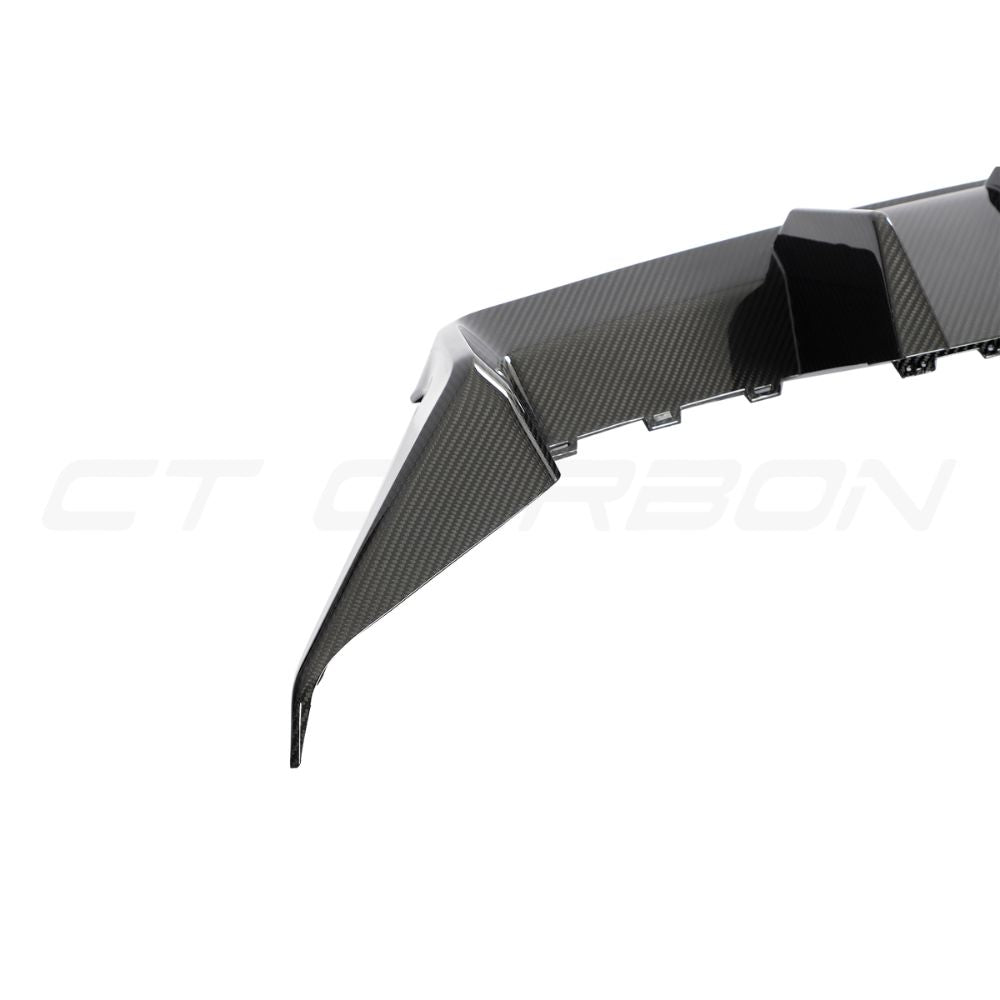 BMW G87 M2 carbon fibre diffuser by CT Carbon, V3 version, showcasing sleek lightweight aerodynamic design.