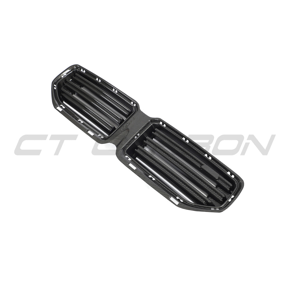 BMW G87 M2 CT Design full carbon fiber kit, featuring a sleek carbon fiber front grille on the sporty car.