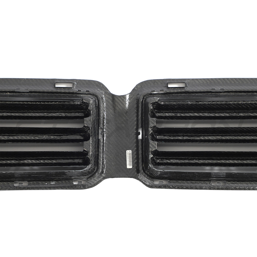 BMW G87 M2 carbon fibre front grille by CT Design, showcasing sleek, lightweight carbon fibre with detailed grille pattern.