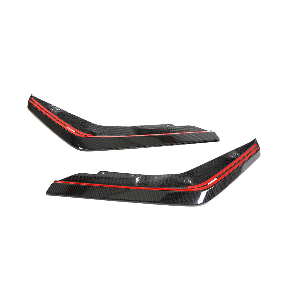 BMW G87 M2 carbon fiber rear bumper corners by CT Design, showcasing sleek, lightweight automotive accessories.
