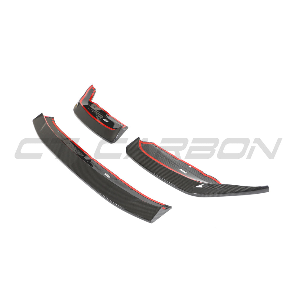BMW G87 M2 full carbon fibre front end kit by CT Design, showcasing the sleek carbon fibre splitter and aerodynamic front pack.