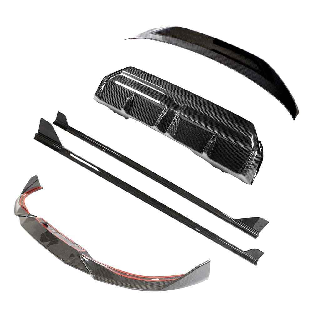 BMW G42 2 Series 2022+ full carbon fibre kit by CT Carbon, featuring a sleek carbon fibre spoiler on the car.