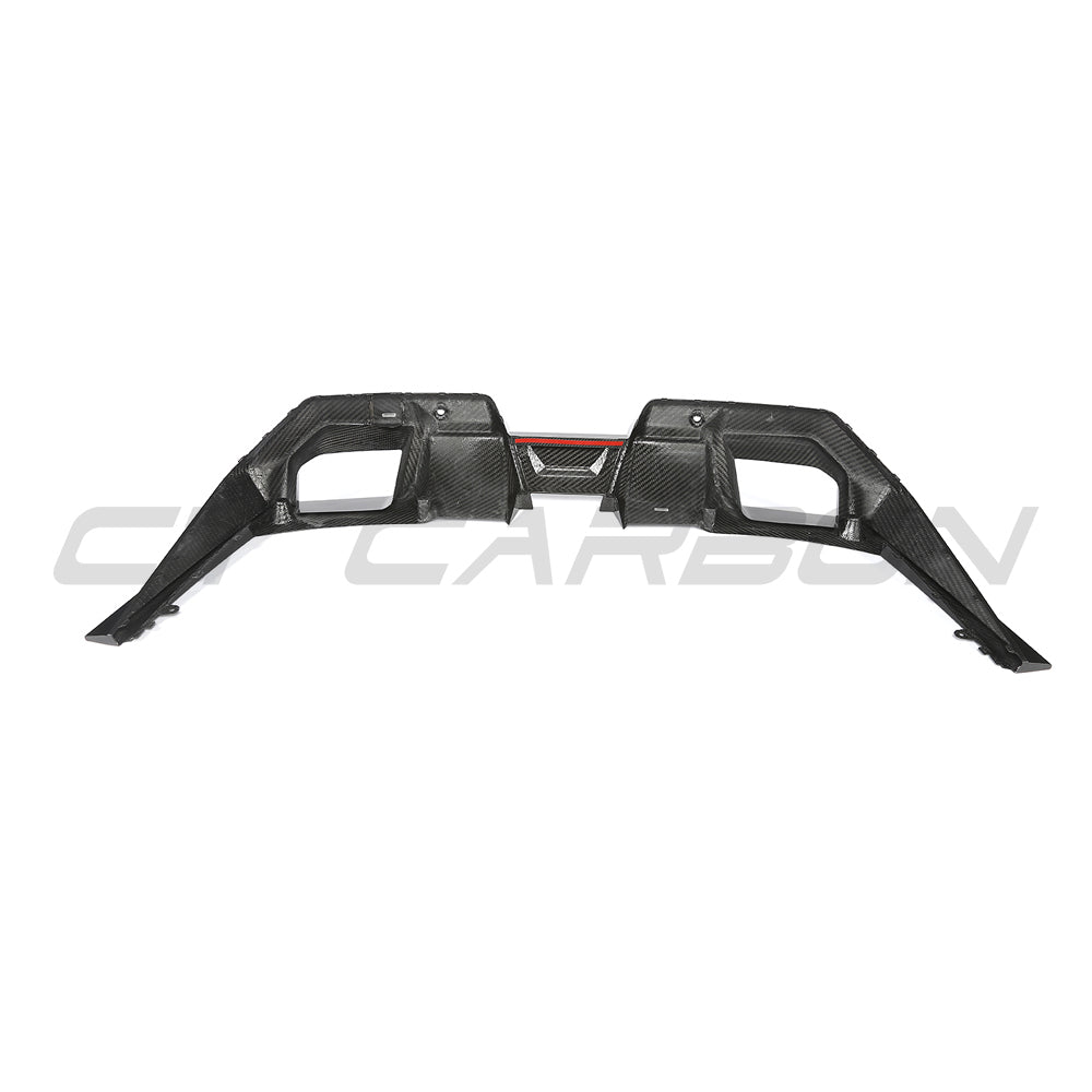 BMW G90 G99 M5 2024 carbon fiber diffuser by CT Design, showcasing sleek, aerodynamic carbon fiber finish for high-performance look.