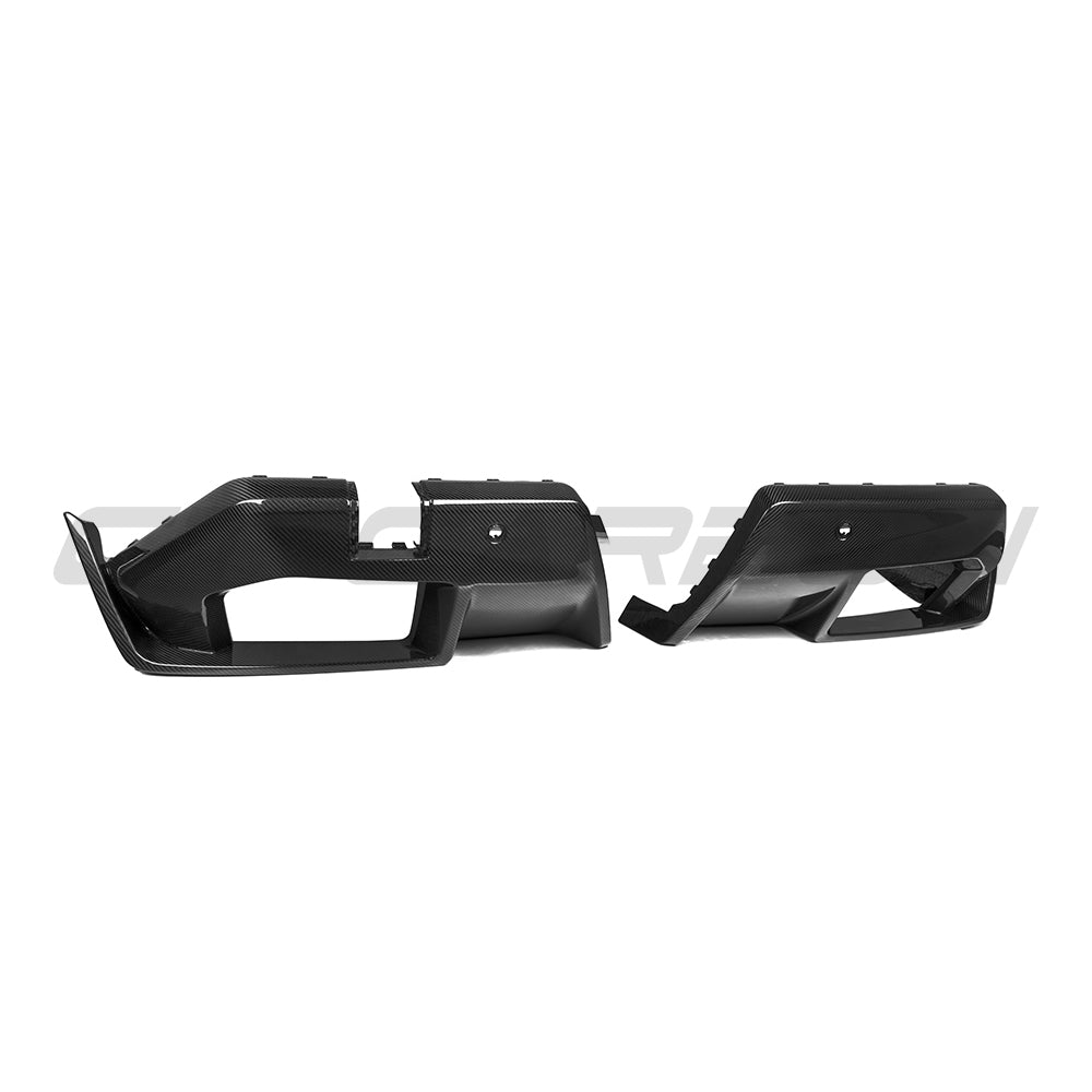 BMW G90 M5 and G99 M5 Touring 2024 carbon fiber diffuser by CT Carbon, showcasing sleek design and textured finish.