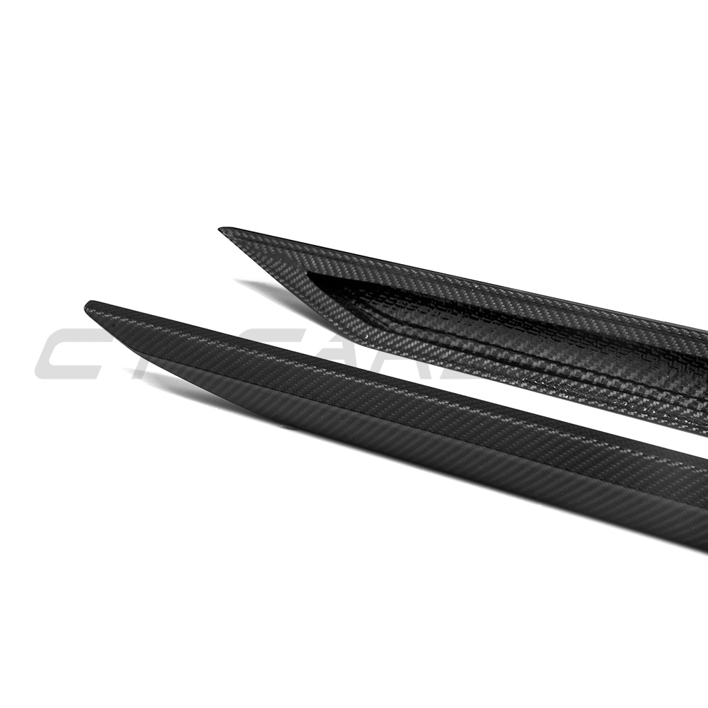 BMW G90 G99 M5 2024 carbon fibre side skirts by CT Carbon, showcasing sleek, lightweight aerodynamic enhancement for the vehicle.