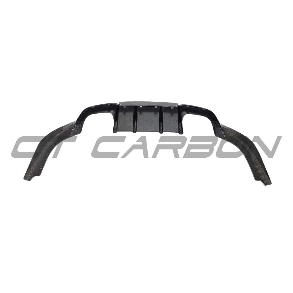 BMW M2 F87 carbon fibre diffuser by CT Carbon, V3 style, showcasing sleek aerodynamic design and high-quality carbon fiber finish.