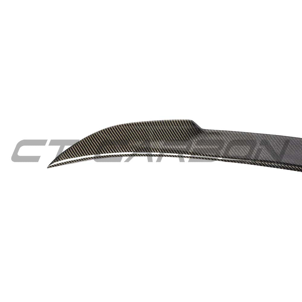 BMW 2 Series F22 2014-2020 full carbon fiber kit by CT Carbon, including CS style spoiler on a sleek black car.