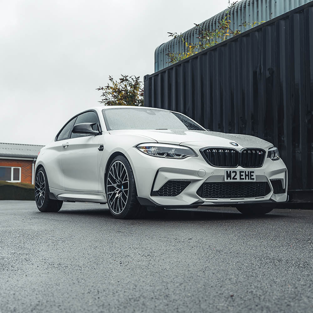 BMW F87 M2C carbon fibre splitter by CT Carbon, V3 version, featuring a sleek, aerodynamic design for enhanced performance.