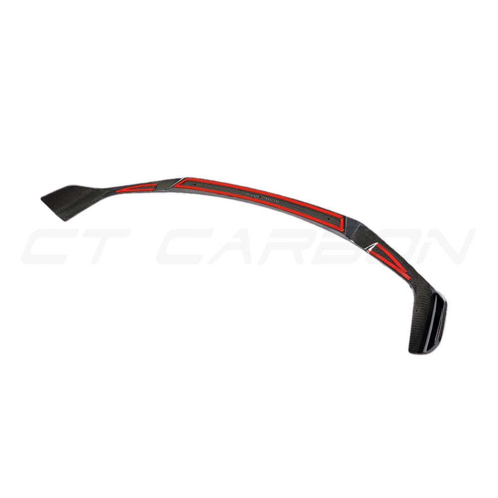 BMW F87 M2C carbon fibre splitter by CT Carbon, V3 style, showcasing the sleek, lightweight aerodynamic component.