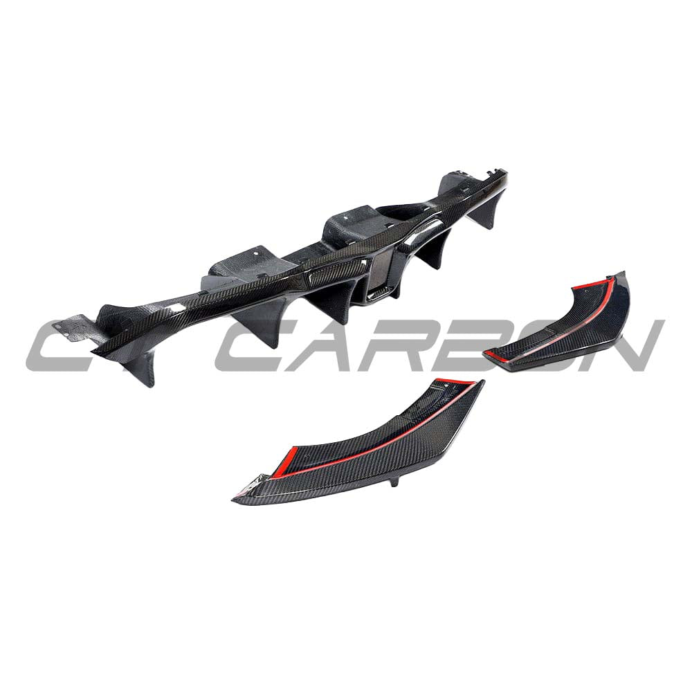 BMW F87 M2 2016-2018 CT Carbon full carbon fiber kit with aggressive diffuser, showcasing sleek carbon fiber design on the car.