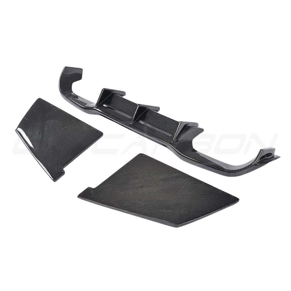 BMW M2 F87 carbon fibre kit by CT Carbon, includes diffuser and body accents, showcasing lightweight, high-performance carbon fibre parts.