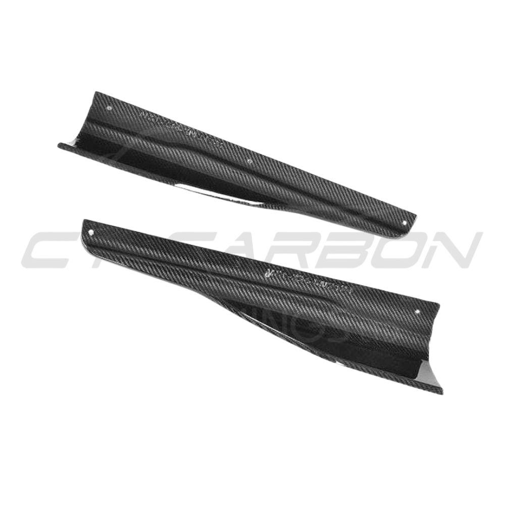 BMW M2 F87 carbon fibre side skirts by CT Carbon, V1 style, showcasing sleek, lightweight aerodynamic design.