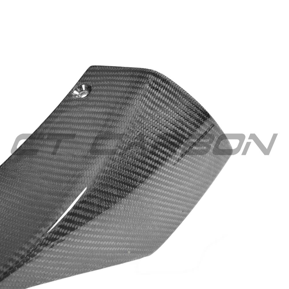 BMW M2 F87 carbon fiber splitter by CT Carbon, V1, showing sleek aerodynamic design on the front of the car.