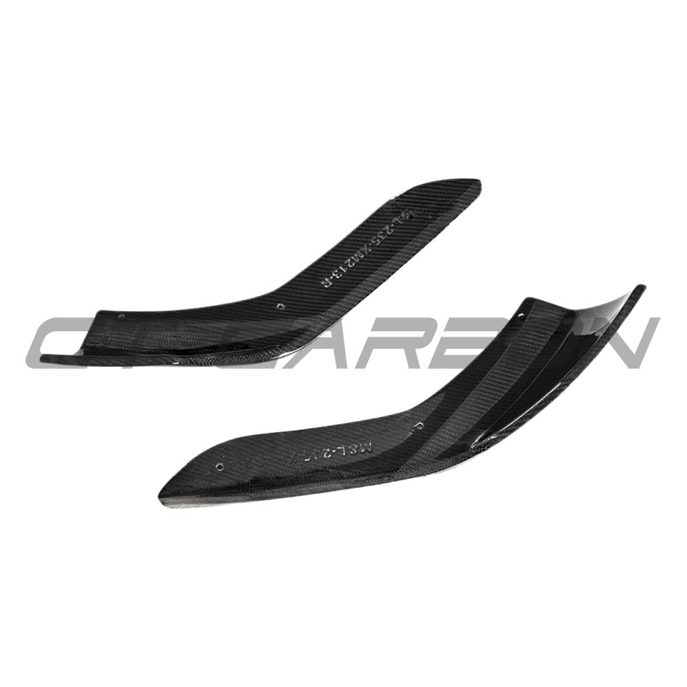 BMW M2/M2C F87 carbon fibre splitter by CT Carbon, V1, showcasing the sleek, lightweight design and detailed carbon fibre texture.