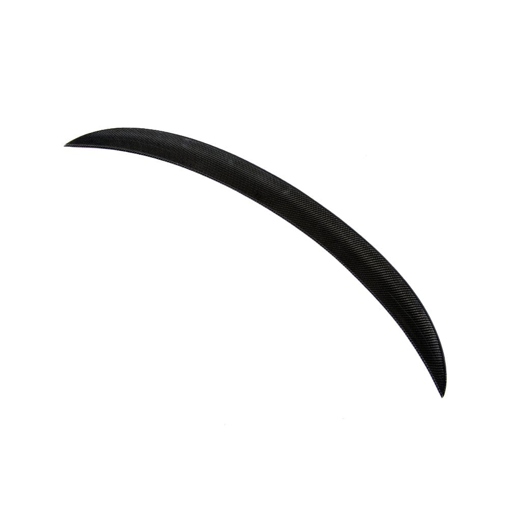 BMW M3 and 3 Series E90 carbon fibre spoiler by CT Carbon, featuring a sleek MP-style design on the car's rear.