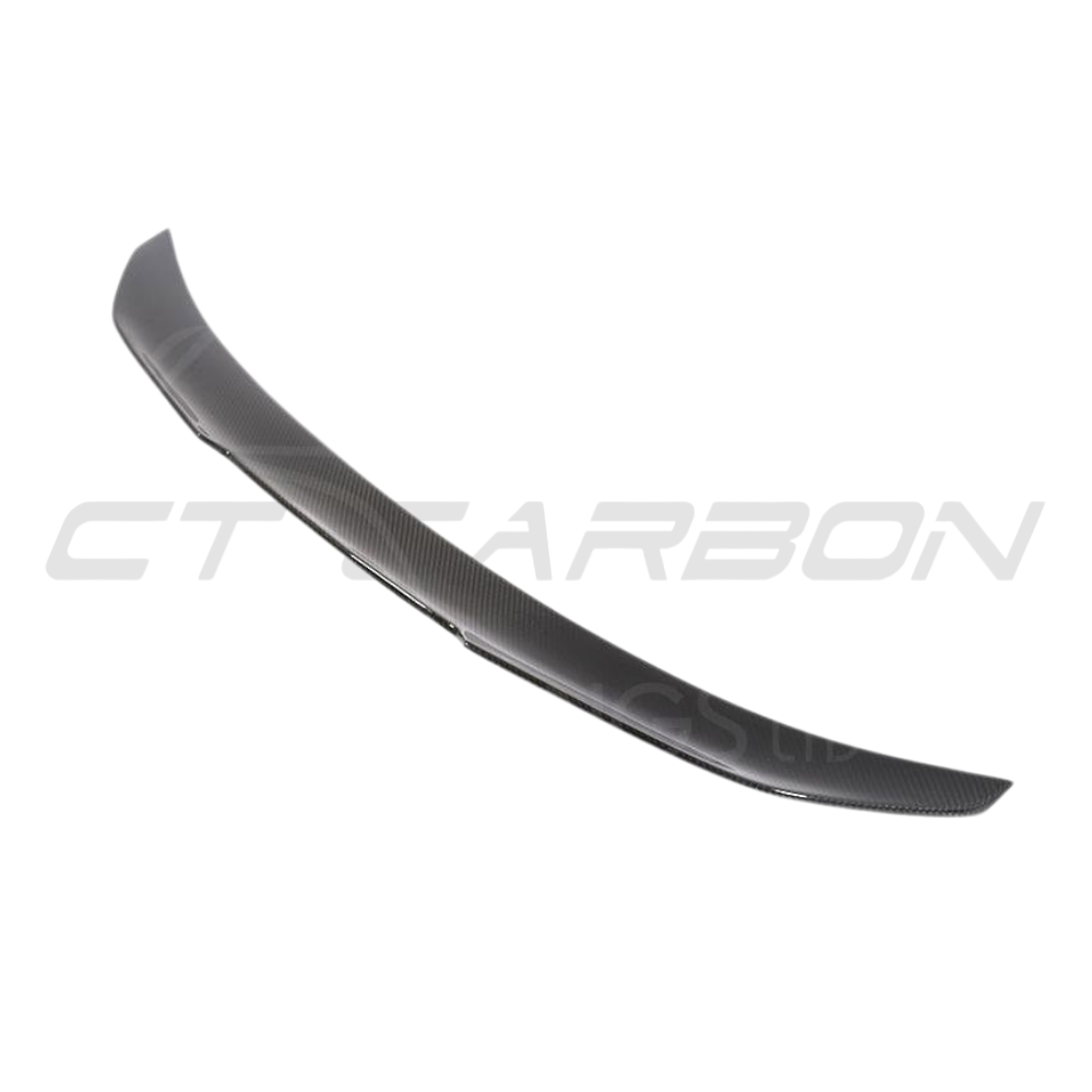 BMW F30 3 Series 2011-2019 carbon fiber kit by CT Carbon, featuring a sleek carbon fiber spoiler and ducktail-style design.