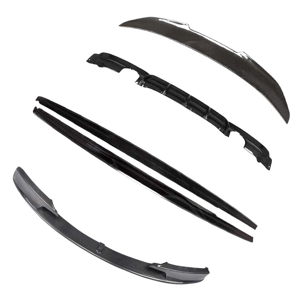 BMW F30 3 Series 2011-2019 CT Carbon full carbon fibre kit including spoiler, V3 style, for enhanced sporty look and performance.