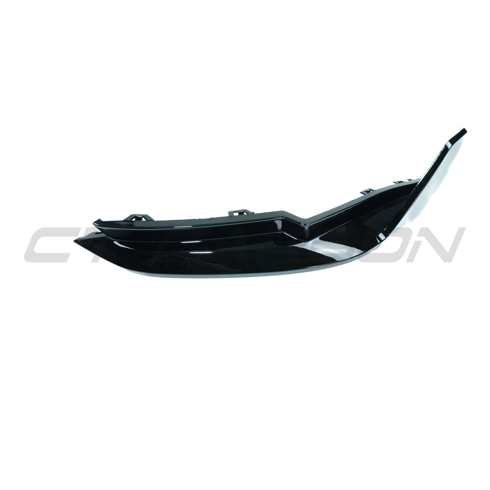 BMW M3 G80 G81 gloss black rear bumper corners by CT Carbon, automotive accessories for a sleek, sporty look.
