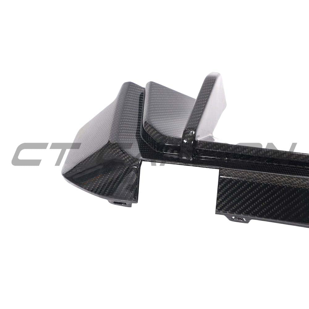 BMW G80 M3 full carbon fiber kit by CT Design, featuring a carbon fiber diffuser with a detailed view of the sporty exterior.
