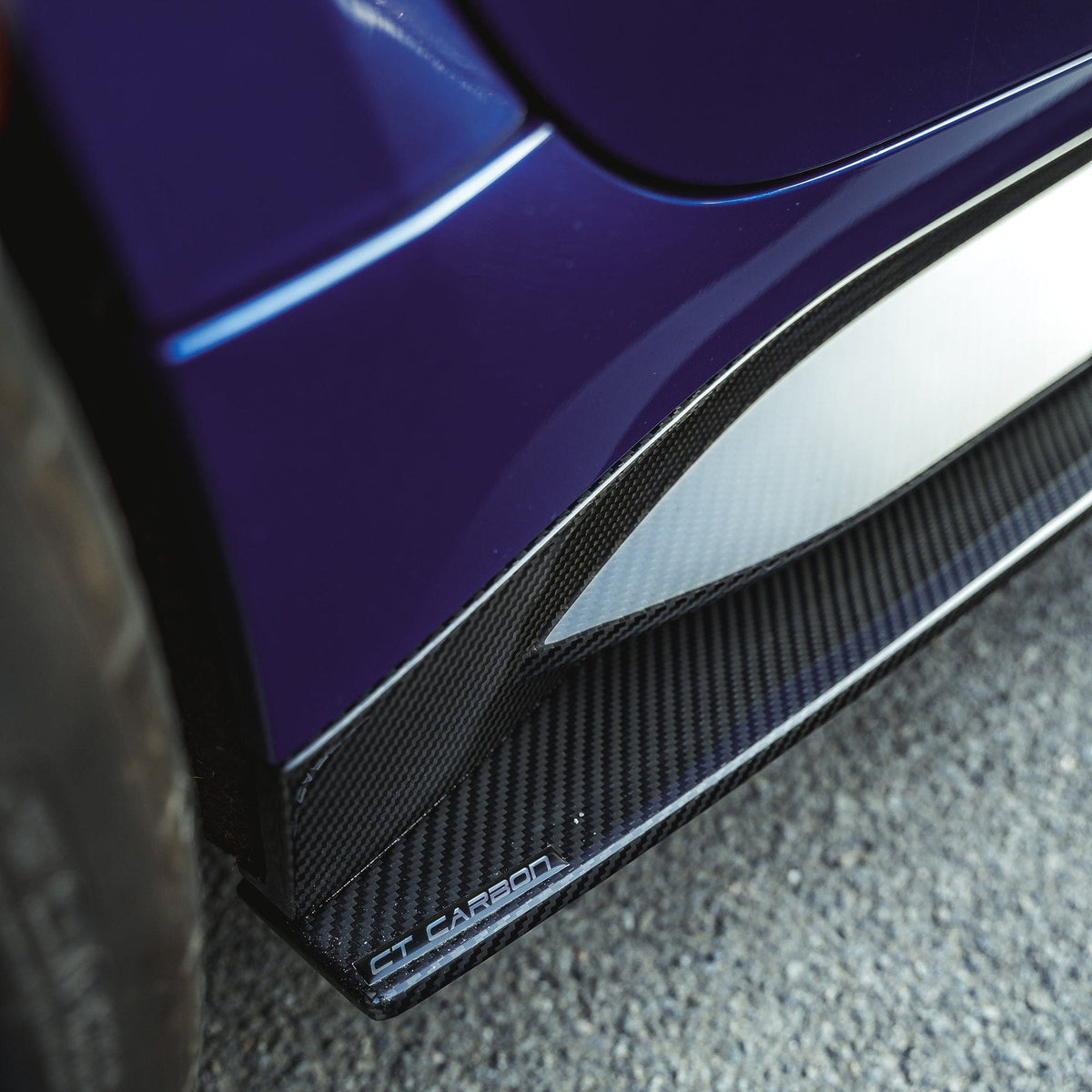 BMW M3 G80 G81 carbon fibre side skirt replacement and extension by CT Carbon, showing sleek, lightweight aerodynamic design.