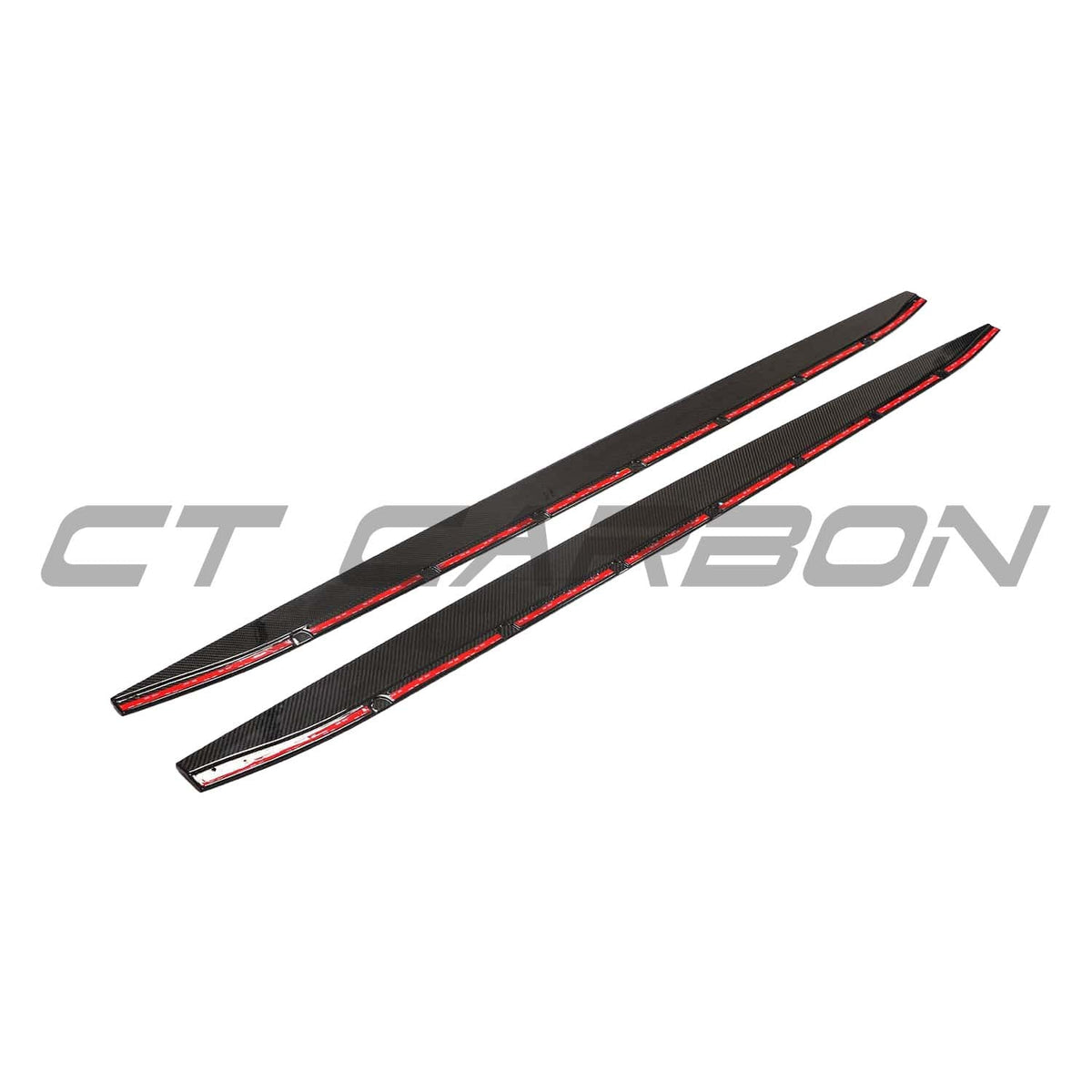 BMW G81 M3 Touring 2022+ CT Carbon full carbon fibre side skirt kit installed on the car, showcasing sleek, lightweight design details.