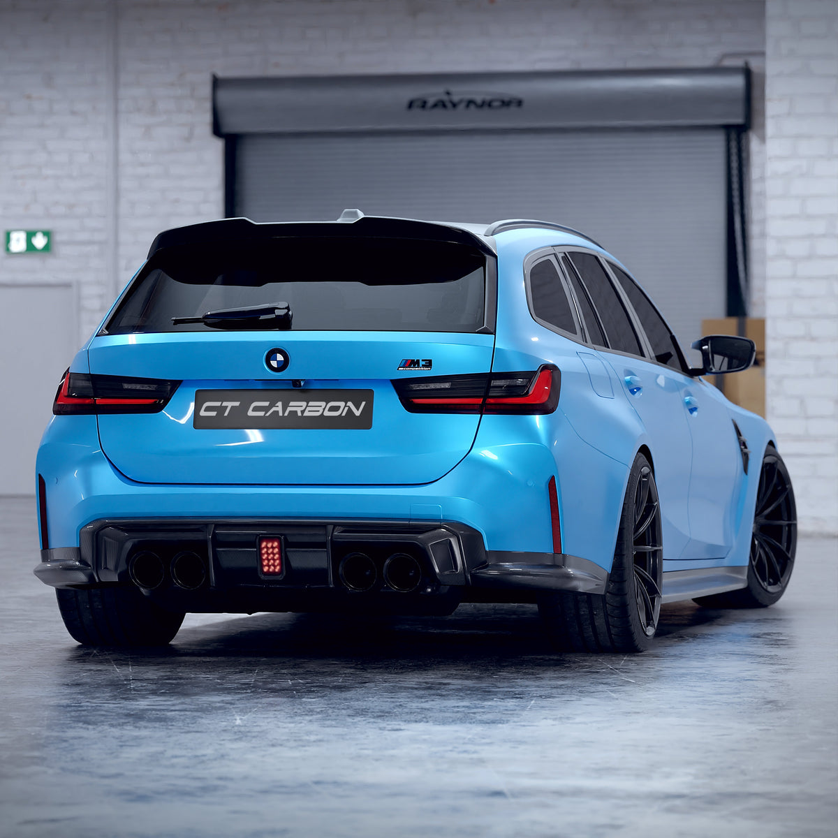 BMW M3 G81 G21 carbon fiber spoiler from CT Design, showcasing the sleek aerodynamic design and finish.