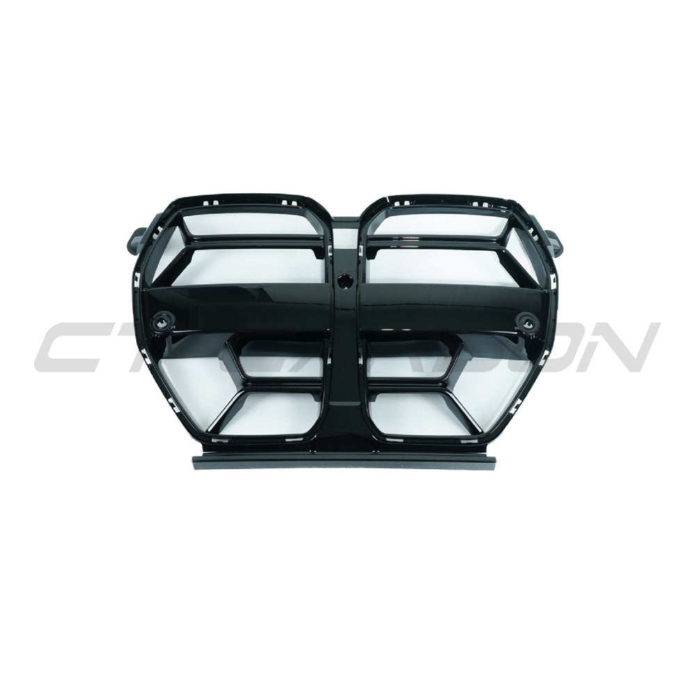 BMW M3 M4 G80 G82 G81 G83 gloss black grille by CT Carbon, in CSL style, showcasing the sleek, high-quality design.