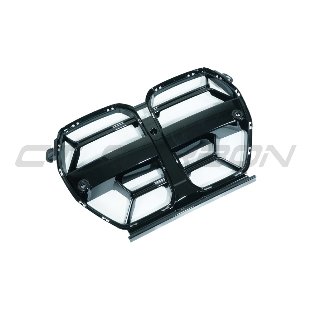BMW M3 M4 G80 G81 G82 G83 CT Carbon gloss black grille in CSL style, showcasing its sleek finish and sporty design.