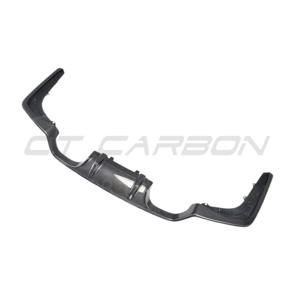BMW M3 M4 (F80 F82 F83) Carbon Fibre Diffuser by CT Carbon, showcasing a sleek 3D-style carbon fiber rear diffuser.