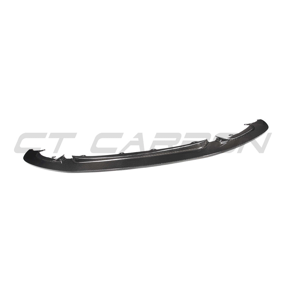 BMW M3 M4 F80 F82 F83 carbon fibre splitter by CT Carbon, V9 GT style, showcasing lightweight, aerodynamic front splitter.