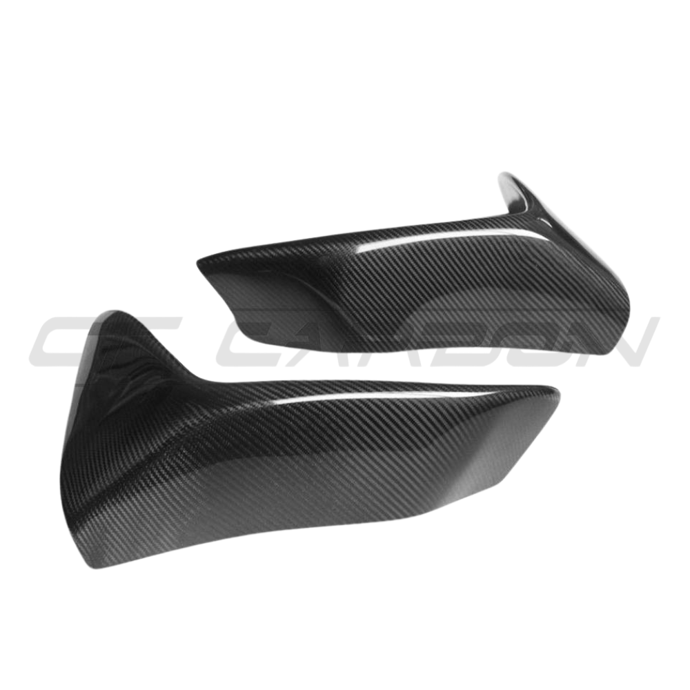 BMW M3 M4 F80 F82 F83 carbon canards and splitter by CT Carbon, enhances aerodynamics and sporty appearance.