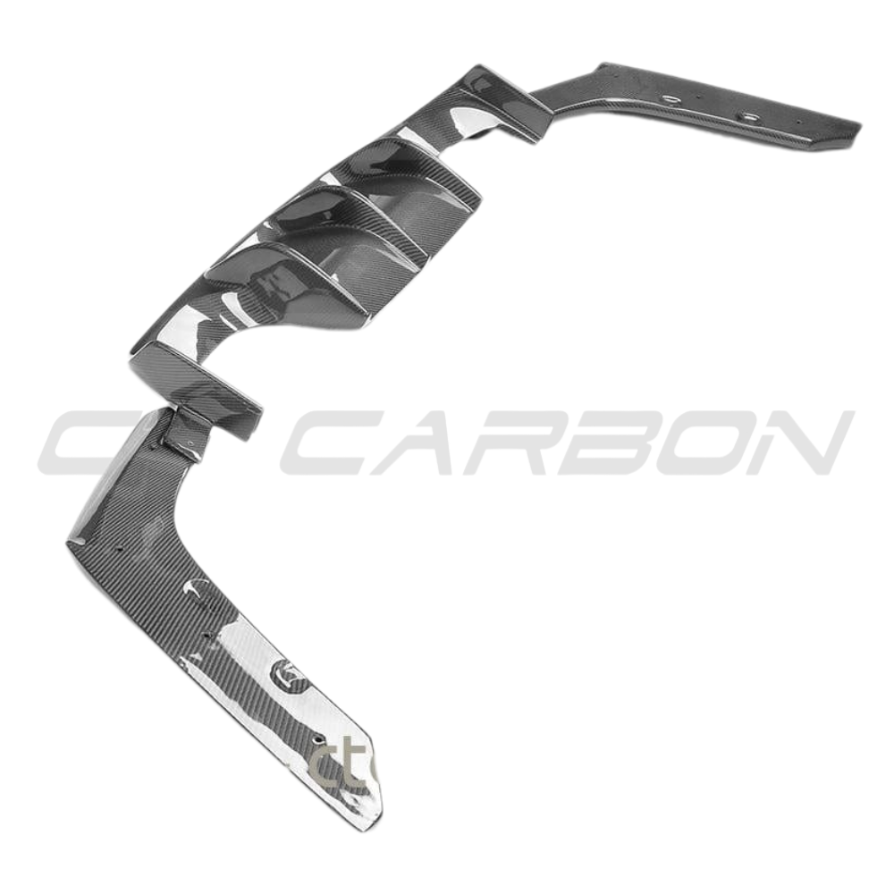 BMW M3 M4 F80 F82 F83 carbon fiber diffuser V2 by CT Carbon, showcasing the sleek, lightweight rear diffuser for enhanced aerodynamics.