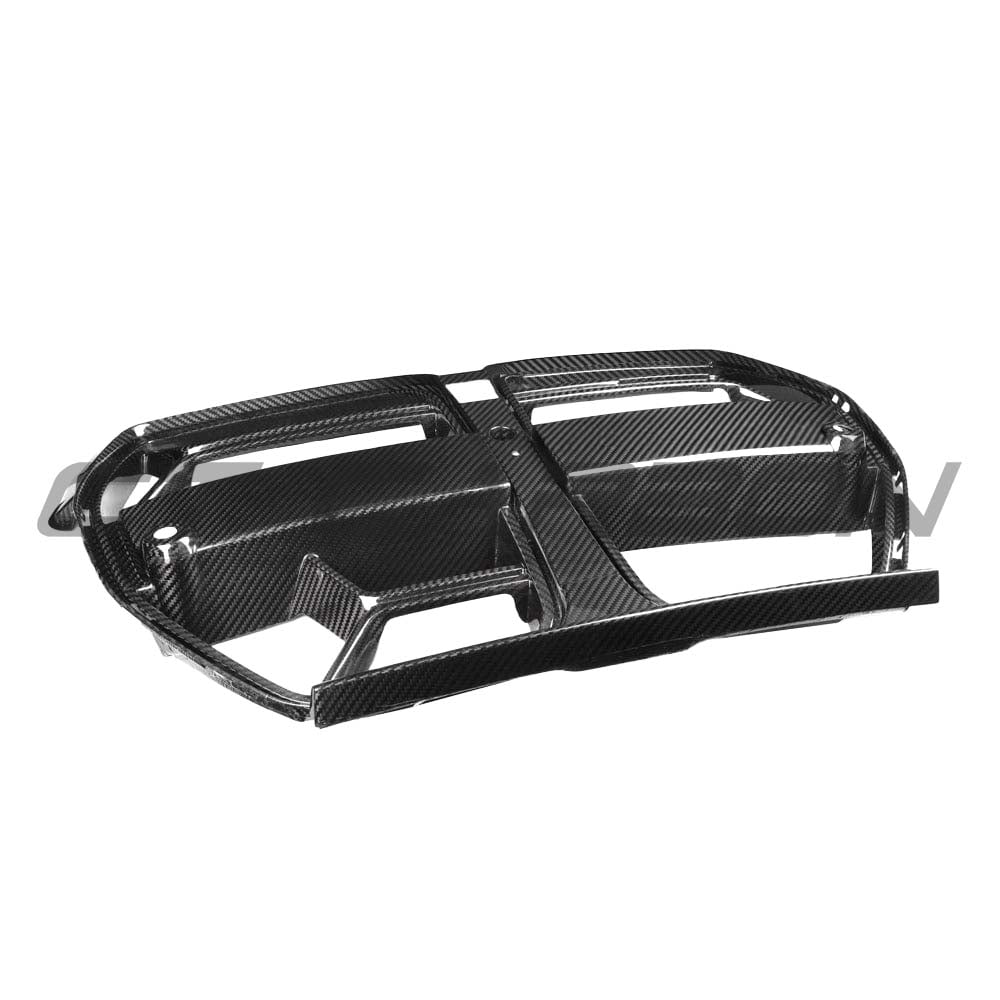 BMW M3 M4 G80 G82 carbon fiber front end pack by CT Carbon, featuring a sleek carbon fiber grille with accents.