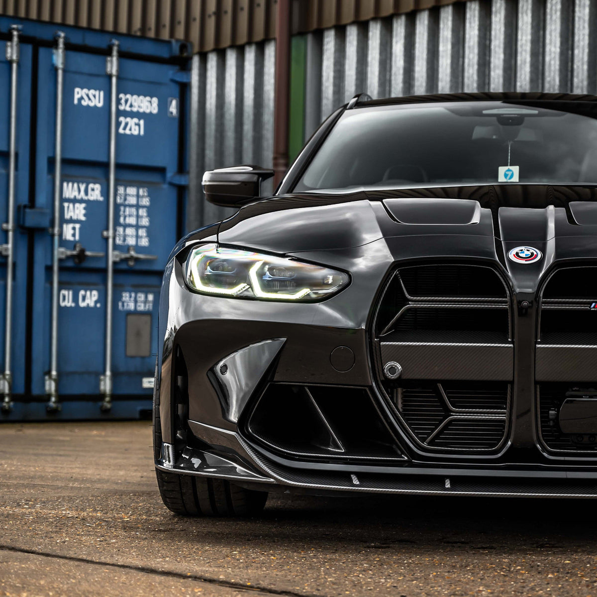 BMW M3 M4 G80 G82 G81 G83 carbon fiber splitter by CT Design, showcasing the sleek, aerodynamic front splitter in high-quality carbon fiber.