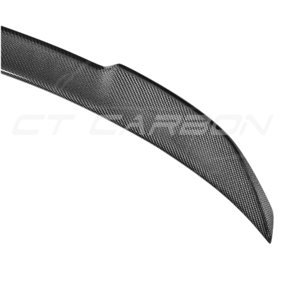 BMW M4 F82 carbon fibre spoiler in CS style by CT Carbon, showcasing the sleek, aerodynamic design on the car.