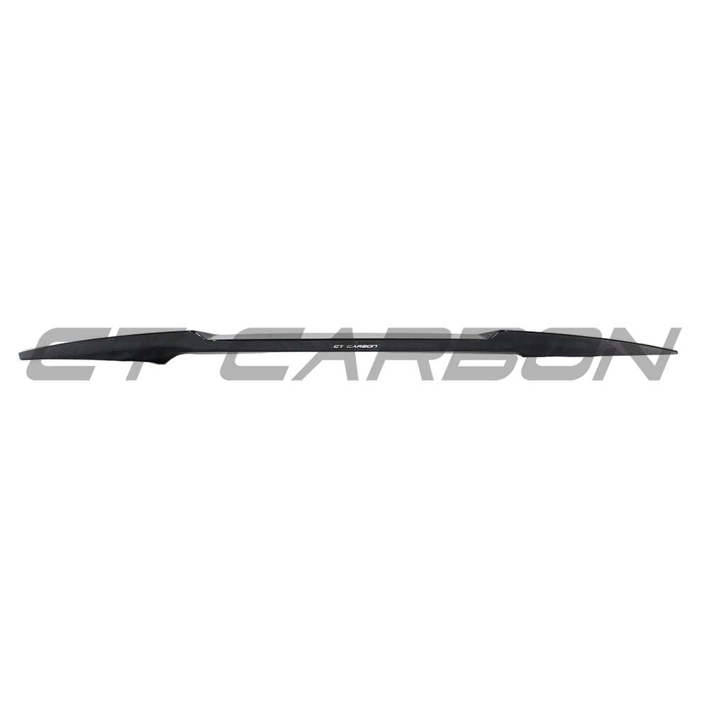 BMW M4 F82 GLOSS BLACK V STYLE spoiler by CT Carbon, featuring sleek aerodynamic design on a shiny black car.