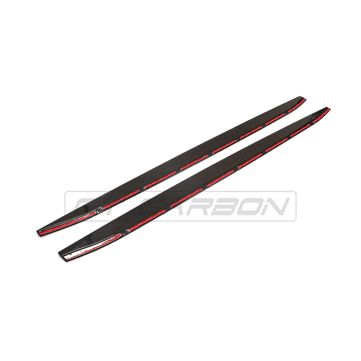 BMW M4 G82/G83 carbon fiber side skirt replacement and extension by CT Design, showcasing sleek, aerodynamic side panel enhancements.