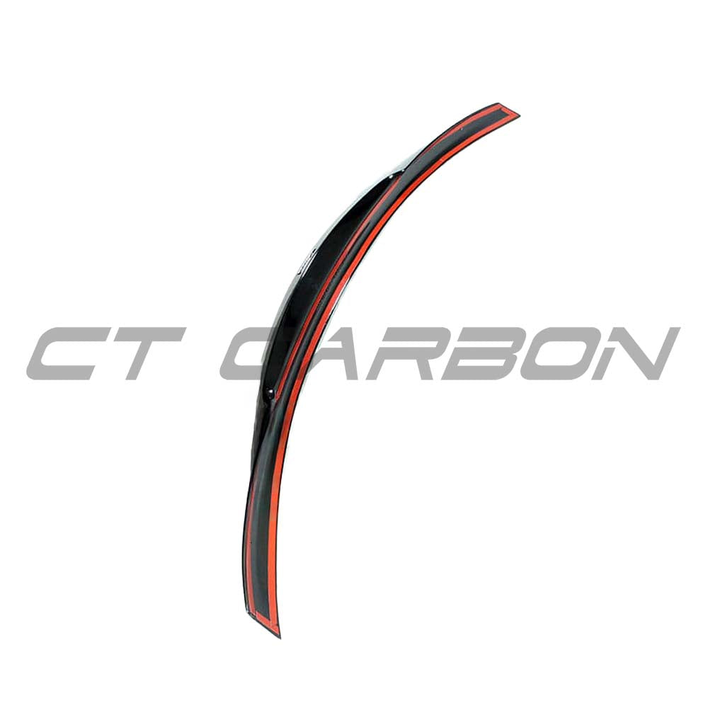 BMW M4 F33 F83 convertible spoiler in gloss black by CT Carbon, showing the sleek aerodynamic design on the car's rear.