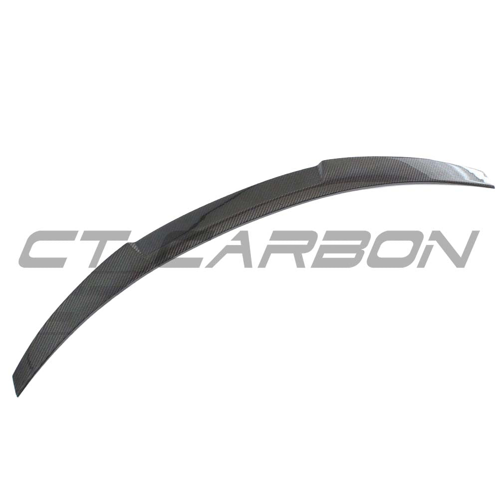 BMW M4 G82 G22 Carbon Fibre Spoiler by CT Carbon, V3 style, showing sleek carbon fiber finish on the car's rear spoiler.