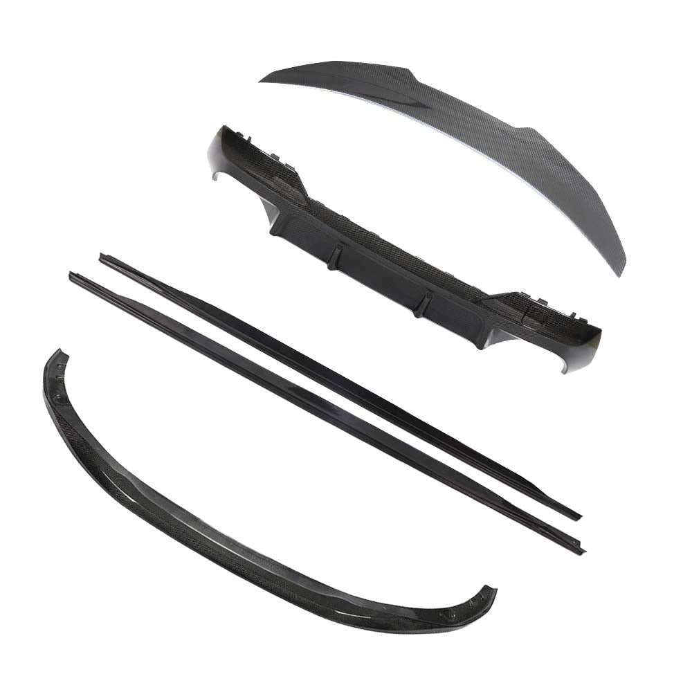 BMW G22 4 Series carbon fibre kit by CT Carbon, featuring a V12 style pre-preg carbon fibre spoiler on a sleek sports car.
