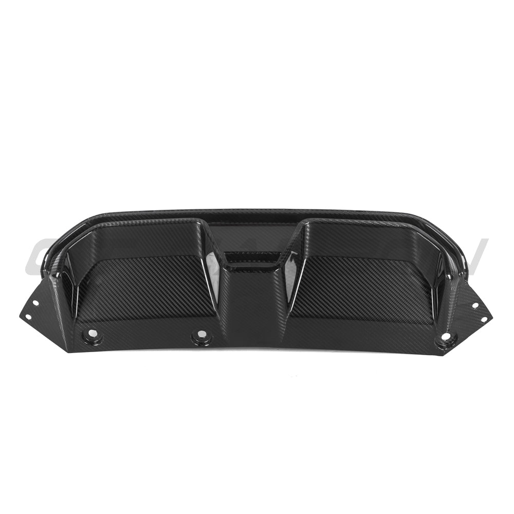 BMW M5 F90 2018-2024 CT Carbon pre-preg carbon fiber diffuser with CS style design on a car rear bumper.