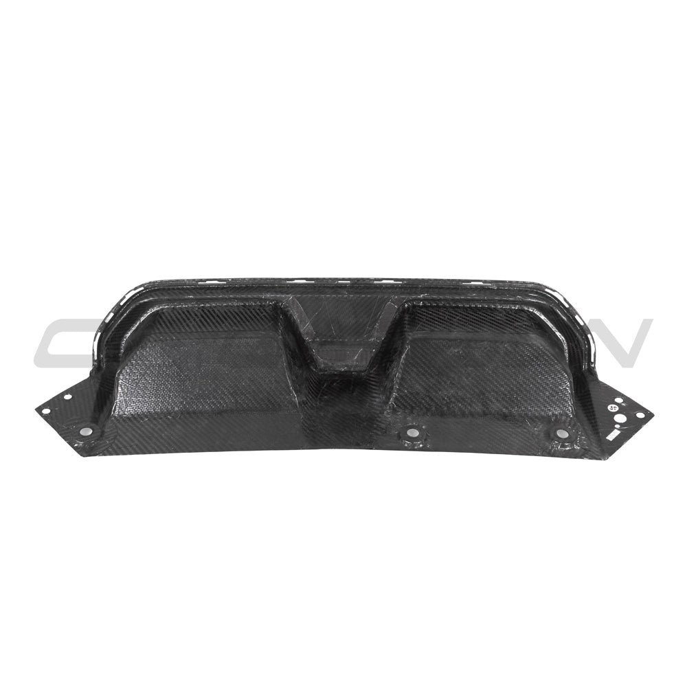 BMW M5 F90 2018-2024 CT Carbon pre-preg carbon fiber diffuser with V3 design, showing sleek carbon fiber surface and aerodynamic styling.